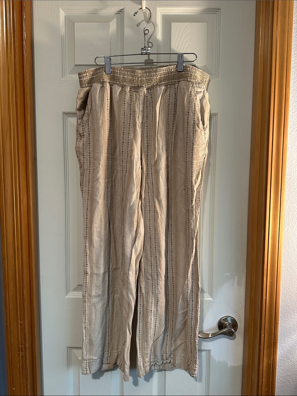 Briggs New York Cream-Stripes Wide Leg Pants